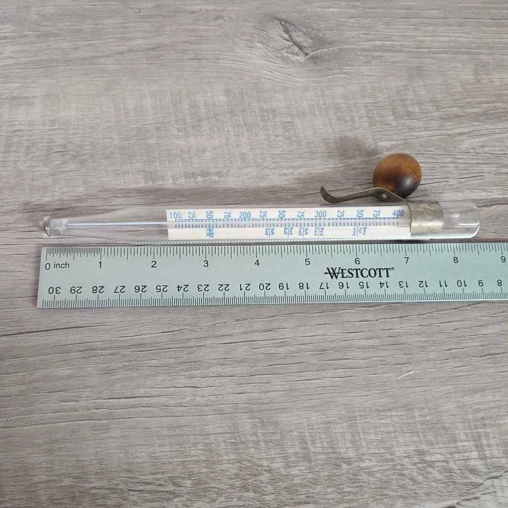 Vintage Maid of Honor Candy Icing Deep Fat Thermometer USA Wood Knob untested